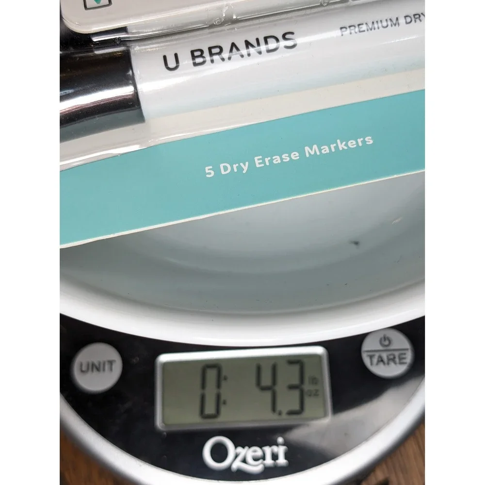Set of 5 U Brands Chisel Tip Dry Erase Markers Whiteboard Low Odor Black Eraser